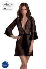 Пеньюар Passion LEAFA PEIGNOIR black XXL/XXXL - ECO Passion SX0508 фото