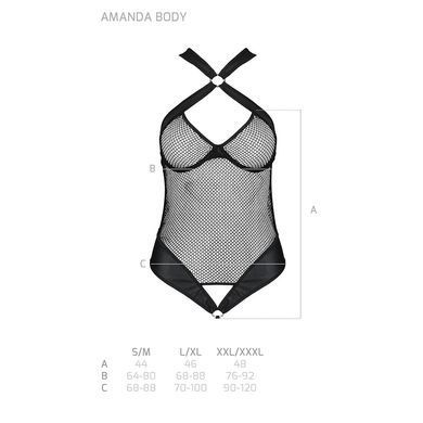 Сетчатый боди с халтером Amanda Body black S/M - Passion SO5316 фото