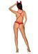 Эротический костюм чертика из стреп Obsessive Evilia teddy red L/XL, боди, чокер, накладки на соски, SO7707 фото 5