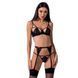 Комплект белья PERDITA SET black S/M - Passion Exclusive: стрэпы: лиф, стринги и пояс для чулок PS26505 фото 1