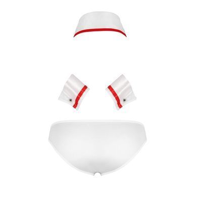 Комплект еротичної чоловічої білизни Passion 037 GREGORY XXL/XXXL White, труси, комірець, манжети SO7584 фото
