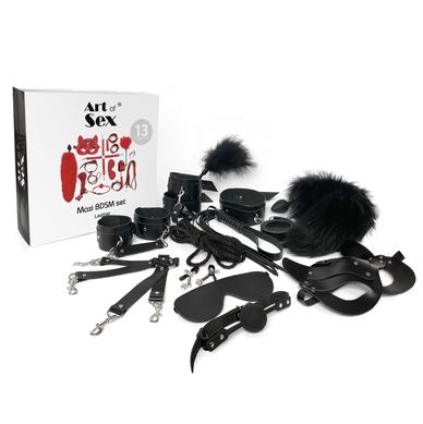 Набір Art of Sex - Maxi BDSM Set Leather, 13 предметів, натуральна шкіра, Чорний