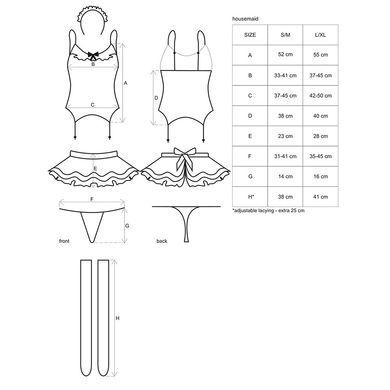 Эротический костюм горничной с юбкой Obsessive Housemaid 5 pcs costume S/M, black, топ, юбка, стринг SO7709 фото