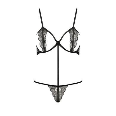 Комплект белья QUENTRIS BIKINI black L/XL - Passion Exclusive, стринги и полуоткрытый лиф PS26601 фото