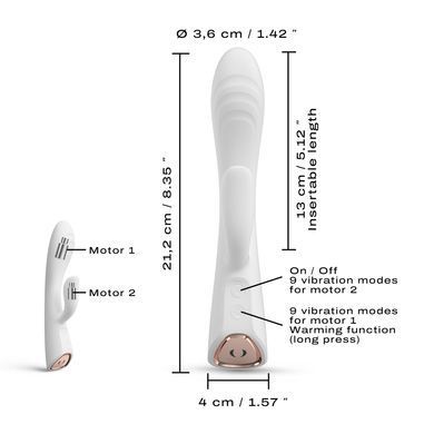Вібратор-кролик з підігрівом Dorcel FLEXI RABBIT WHITE, гнучкий стовбур SO6817 фото