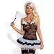 Эротический костюм горничной с юбкой Obsessive Housemaid 5 pcs costume S/M, black, топ, юбка, стринг SO7709 фото 1