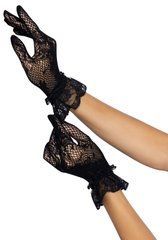 Короткі рукавички Leg Avenue Floral lace wristlength gloves Black SO9161 фото