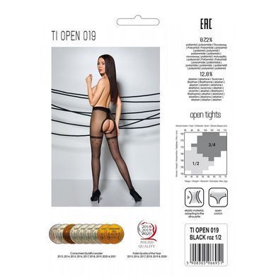 Колготки с открытым доступом, имитация чулок Passion TIOPEN 019 black 1/2 (20 den) SO8493 фото