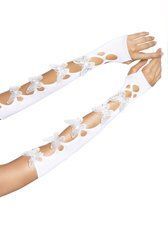 Митенки Leg Avenue Butterfly applique arm warmers White, бабочки SO8576 фото
