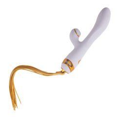 Вибратор-кролик с пульсацией и флоггером LOCKINK SEVANDA Whip Vibrating Massage Wand, бело-золотой SX0904 фото