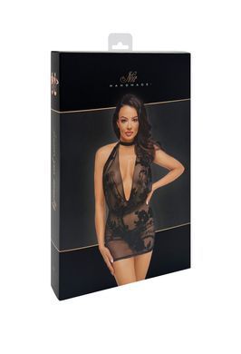 Платье Noir Handmade F313 Mythos, XXL, black, прозрачное, мини, открытая спина, декор из стразов SX0319 фото