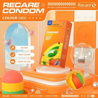 Презервативы Recare Color Fruit Flavour Condoms 12 шт, ароматы: мята, банан, клубника SX3323 фото
