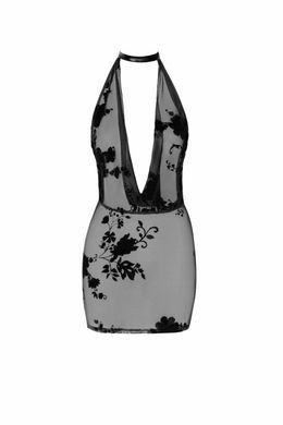 Платье Noir Handmade F313 Mythos, 3XL, black, прозрачное, мини, открытая спина, декор из стразов SX0320 фото