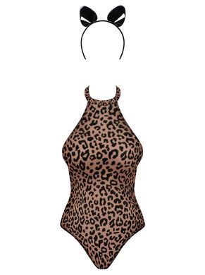 Еротичний костюм леопарда Obsessive Leocatia teddy L/XL, боді, обруч з вушками SO7713 фото
