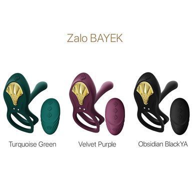 Смарт-эрекционное кольцо Zalo - BAYEK Obsidian Black, двойное с вводимой частью, пульт ДУ SO6646 фото