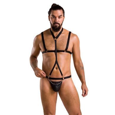 Комплект чоловічої білизни зі стреп Passion 039 SET ANDREW S/M Black, стринги, шлейки SO7589 фото