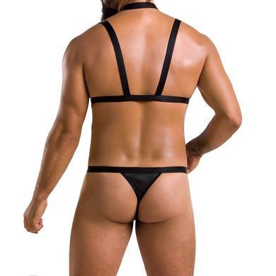 Комплект чоловічої білизни зі стреп Passion 039 SET ANDREW S/M Black, стринги, шлейки SO7589 фото