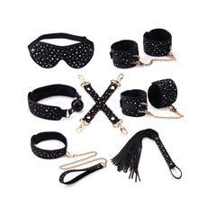 Набір Liebe Seele Stary Nights 7pcs Bondage Kit, фіксатори, нашийник з повідцем, кляп, флогер, маска SO9508 фото