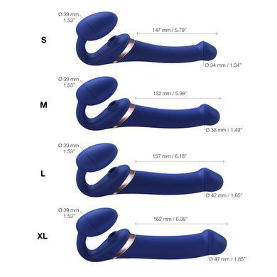 Безремневой вибрострапон с вакуумной стимуляцией Strap-On-Me MULTI ORGASM Blue L, регулируемый SO6823 фото
