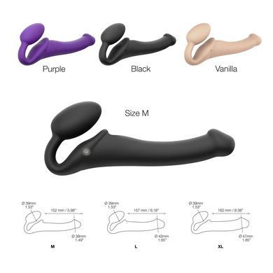 Безремневой страпон с вибрацией Strap-On-Me Vibrating Violet L, диам. 3,7см, пульт ДУ, регулируемый SO3826 фото