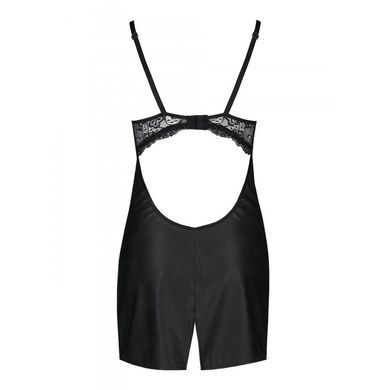Бебі-дол з еко-шкіри та мережива Passion LOONA CHEMISE L/XL, black SO5358 фото