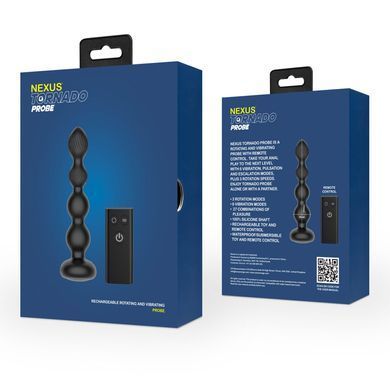 Анальний віброротатор Nexus Tornado Probe Edition, діаметр 3,5 см, вібрація + ротація, пульт ДУ SO9862 фото