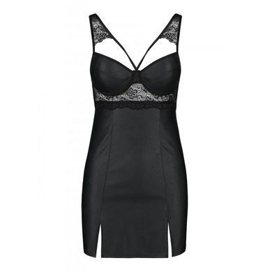 Бебі-дол з еко-шкіри та мережива Passion LOONA CHEMISE L/XL, black SO5358 фото