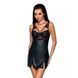 Бебі-дол з еко-шкіри та мережива Passion LOONA CHEMISE L/XL, black SO5358 фото 1