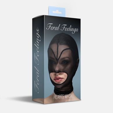 Маска серце сітка з відкритим ротом Feral Feelings - Hearts Mask Black/Black SO9330 фото