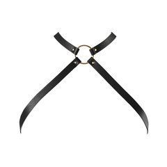 Портупея из экокожи Bijoux Indiscrets MAZE &mdash; Cross Chest Harness Black SO6635 фото
