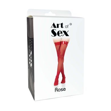 Чулки в мелкую сетку с лакированной коронкой Art of Sex - Rose, цвет черный, М SX3468 фото