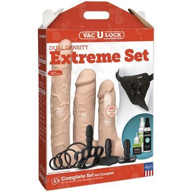 Набор для страпона Doc Johnson Vac-U-Lock Dual Density Extreme Set, диаметр: 7,72 см, 2&times;6,99 см SO6917 фото