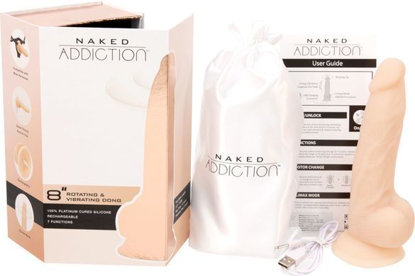 Фалоімітатор з вібрацією та ротацією Naked ADDICTION James 8&Prime; Rotating & Vibrating Dong, пульт ДК SO5587 фото