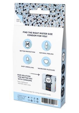 Набор презервативов Mister Size test-set 53&ndash;57&ndash;60, 3 размера + линейка, толщина 0,05 мм SO8056 фото