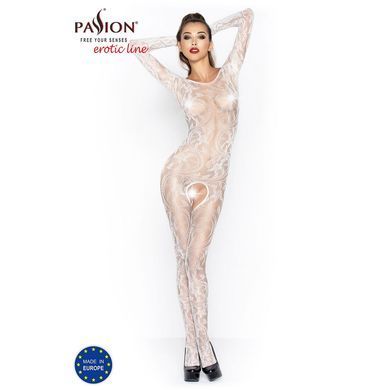 Бодистокинг Passion BS042 white, комбинезон, длинный рукав, закрытое плечо PBS042W фото