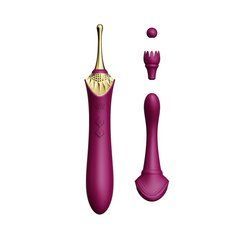 Вагинально-клиторальный вибратор Zalo &mdash; Bess Velvet Purple, мультифункциональный с насадками SO6653 фото