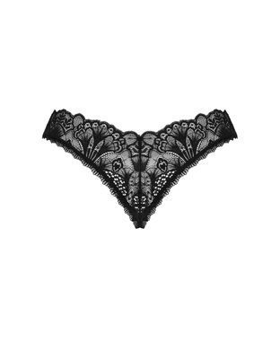 Мереживні стрінги Obsessive Donna Dream crotchless thong XS/S Black, відкритий доступ SO8642 фото