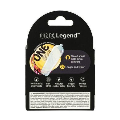 Презервативы ONE Legend XL, 3 шт, увеличенный размер, расширение на конце, картонная упаковка SX0781 фото