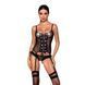 Корсет со шнуровкой Passion NESSY CORSET L/XL black, стринги с открытым доступом, пажи для чулок SO8454 фото 1