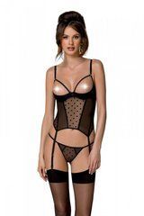 Корсет Passion MARINA CORSET, XXL/XXXL, black, с открытыми чашками SO9731 фото
