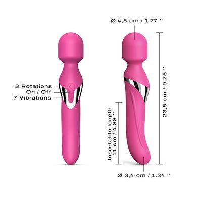 Вібромасажер 2в1 Dorcel Dual Orgasms Magenta класичний масажер і вібратор з перлинним масажем SO3090 фото