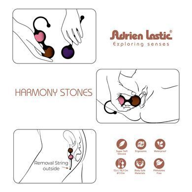 Вагінальні кульки Adrien Lastic Harmony Stones, напівдорогоцінне каміння, діаметр 3 см, 2 тримачі SX1272 фото