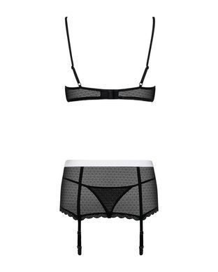 Эротический костюм горничной Obsessive Maidme set 5pcs S/M, бюстгальтер, пояс с фартуком, чулки, стр SO7290 фото