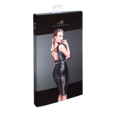 Спідниця-олівець зі шнурівкою Noir Handmade F152 Powerwetlook pencil skirt, XXL, з мокрим ефектом SX0033 фото