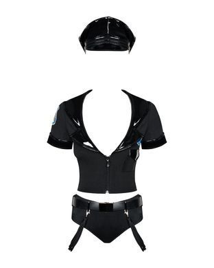 Еротичний костюм поліцейського Obsessive Police set S/M, black, топ, шорти, кепка, пояс, портупея SO7725 фото
