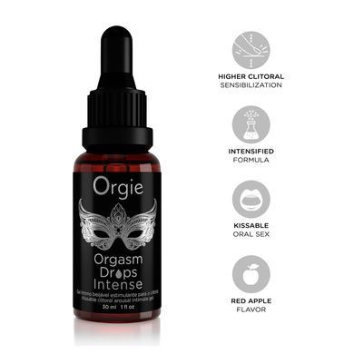Возбуждающие капли для клитора Orgie Orgasm Drops Intense, 30 мл, тепло-холод, вкус яблока SX1530 фото