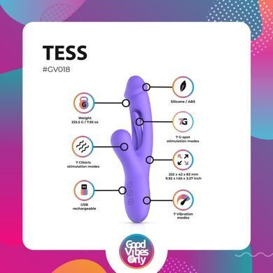 Вибратор-кролик с вагинальным отростком Good Vibes Only &ndash; Tess Rabbit Vibrator with G-Spot Stimulator SX3065 фото