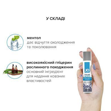 Охолоджувальна змазка на водній основі JO H2O COOLING (30 мл) з ментолом, рослинний гліцерин SO1450 фото