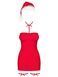 Новорічна сорочка Obsessive Kissmas chemise 2XL/3XL, червона, чокер, гартери та шапочка з помпоном SX1158 фото 3