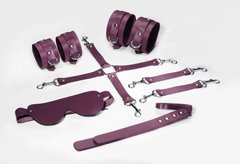 Набір Feral Feelings BDSM Kit 5 Burgundy, наручники, поножі, хрестовина, маска, падл